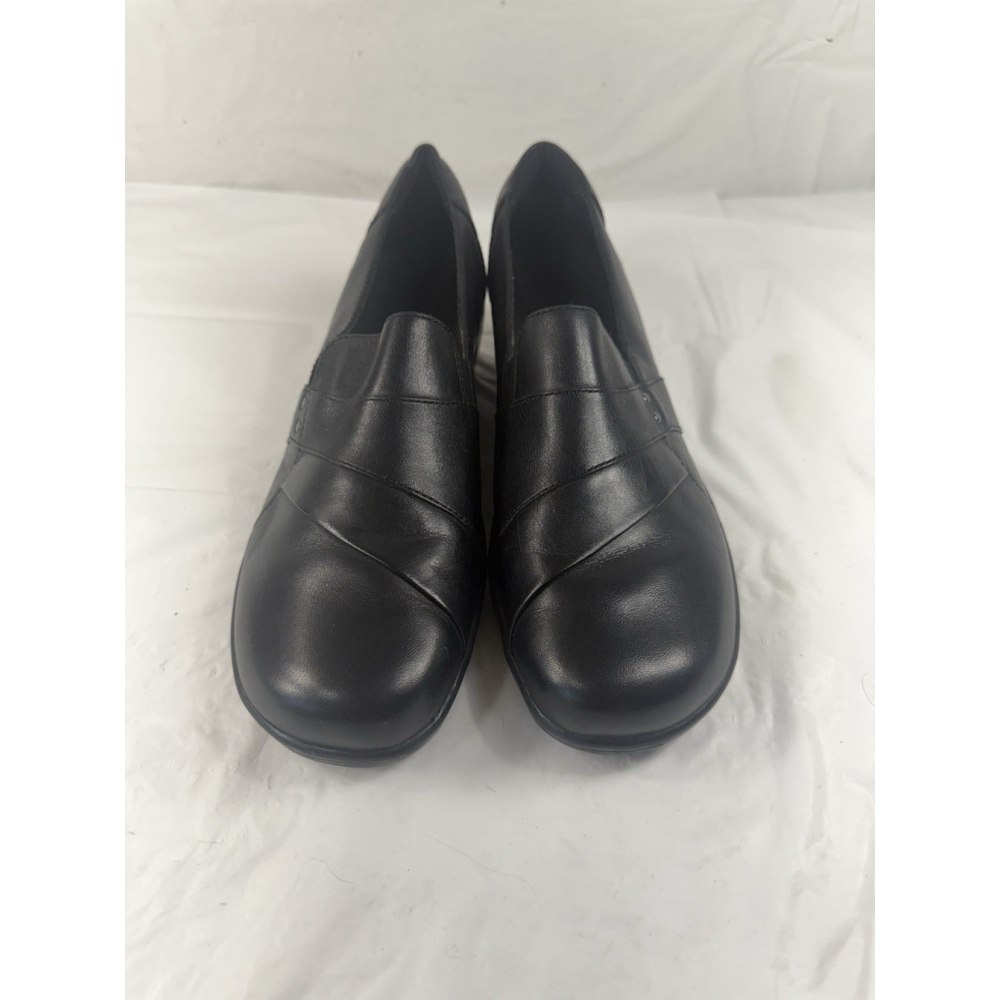 Clarks May Marigold Slip On Black leather Size 9.5 M